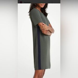 Ann Taylor army green navy side stripe dress shift, Size 14